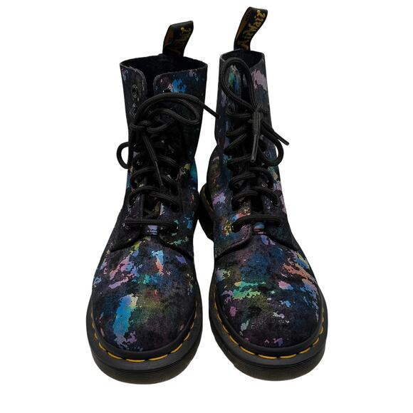 Dr Martens 1460 Pascal Black Paint Splatter Suede Boots US 5 UK 3 Multicolor - Picture 3 of 6